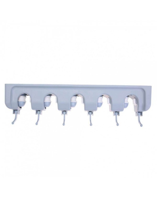 Plastic Mop Holder Broom Organizer 5 Slots 6 Hooks Wall Mounted
