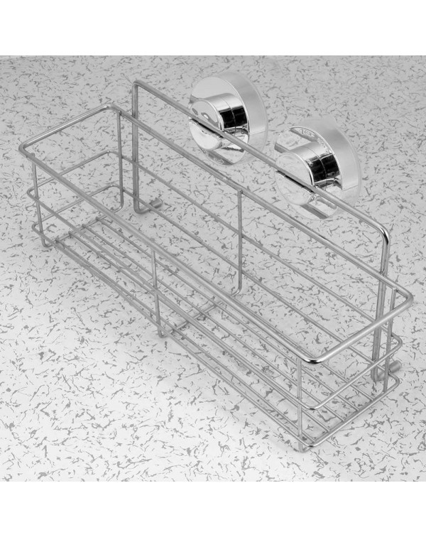 Stainless Steel Vacuum Suction Cup Kitchen Bath Shelf Storage Basket Rack